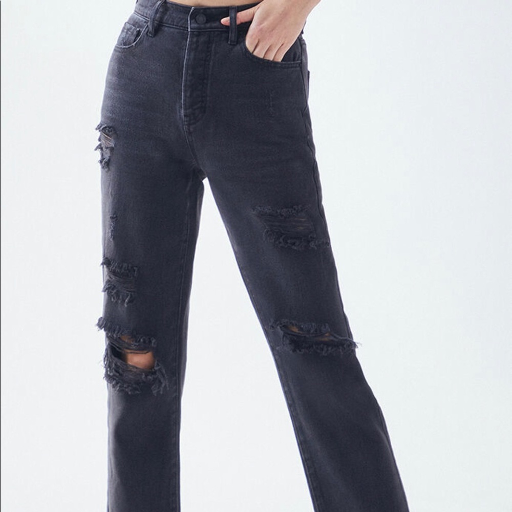 PacSun Noir Black High Waisted Straight Leg Jeans